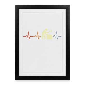 Boucher Stick Figure Heartbeat - Affiche encadrée (27 × 37 cm) - noir - Devant