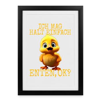 Canard Canetons mignons J’aime juste les canards - Affiche encadrée (27 × 37 cm) - noir - Devant