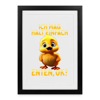 Canard Canetons mignons J’aime juste les canards - Affiche encadrée (27 × 37 cm) - noir - Devant