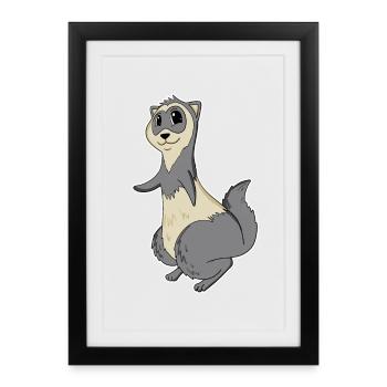 Motif animal furet - Affiche encadrée (27 × 37 cm) - noir - Devant