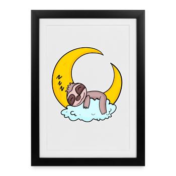 Sloth Motif - Framed poster (27 × 37 cm) - black - Front