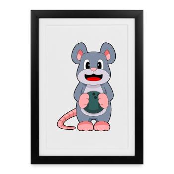 Souris Bowling Boule de bowling - Affiche encadrée (27 × 37 cm) - noir - Devant