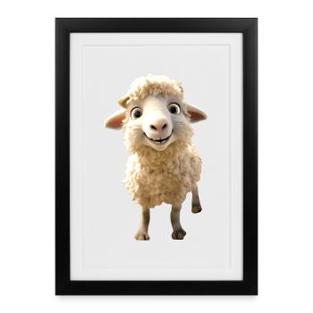 Mouton Agneau Tondre Mouton Berger Mouton Mignon Mouton Mouton - Affiche encadrée (27 × 37 cm) - noir - Devant