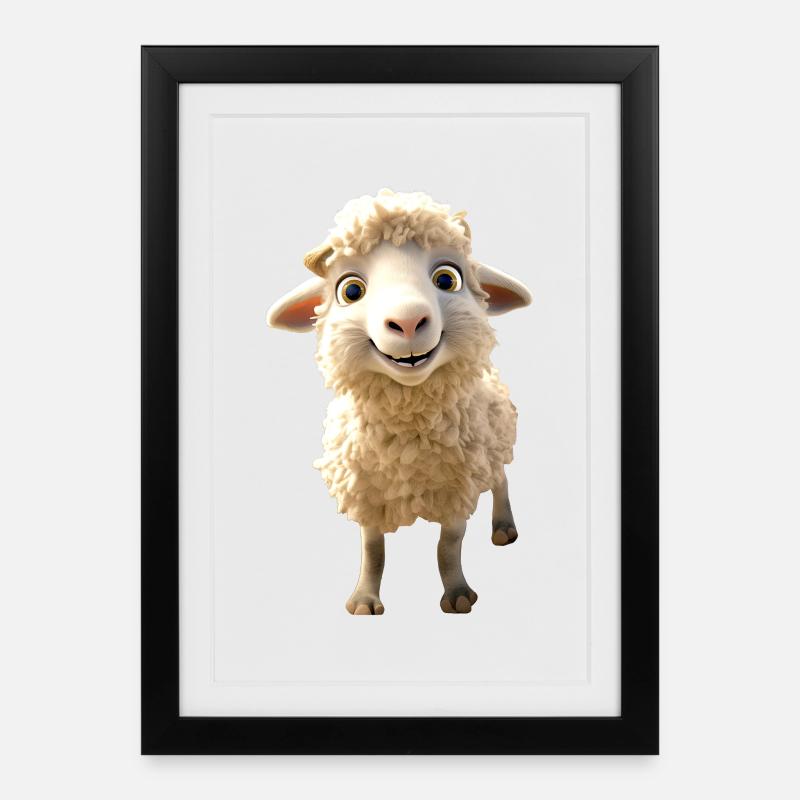 Schaf Lamm Mäh Schäfchen Schäfer Süße Schafe Schaf - Gerahmtes Poster (27 × 37 cm) - Schwarz