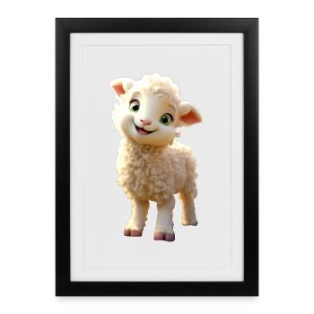 Mouton Agneau Tondre Le Mouton Berger Mouton Mignon Mouton - Affiche encadrée (27 × 37 cm) - noir - Devant