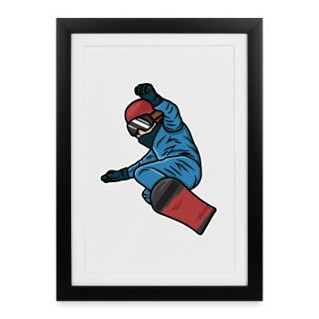 Little Snowboarder - Framed poster (27 × 37 cm) - black - Front
