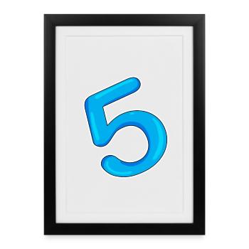 Numéro 5 Bleu - Affiche encadrée (27 × 37 cm) - noir - Devant