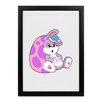 Bunny Easter Relax - Affiche encadrée (27 × 37 cm) - noir - Devant