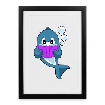 Livre des nerds des dauphins - Affiche encadrée (27 × 37 cm) - noir - Devant