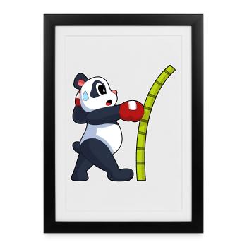 Panda Boxer Boxhandschuhe Boxen - Gerahmtes Poster (27 × 37 cm) - Schwarz - Vorne