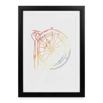 Dessin de jeu de fléchettes - Affiche encadrée (27 × 37 cm) - noir - Devant