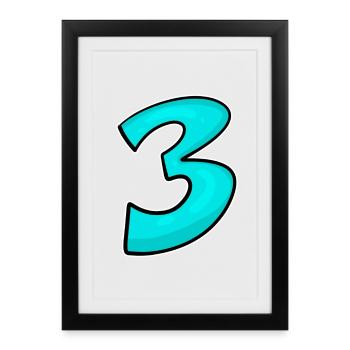 Three - 3 - Number 3 - Number 3 - Framed poster (27 × 37 cm) - black - Front