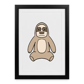 Paresseux Motif Animal - Affiche encadrée (27 × 37 cm) - noir - Devant