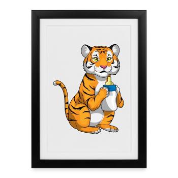 Lait pour biberon Tiger - Affiche encadrée (27 × 37 cm) - noir - Devant