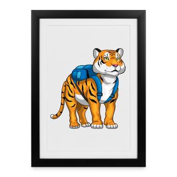 École de sac à dos Tiger Student - Affiche encadrée (27 × 37 cm) - noir - Devant