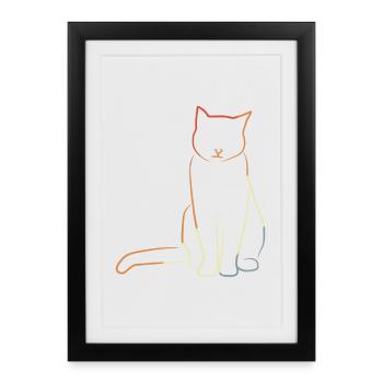 Cat in vintage look - Framed poster (27 × 37 cm) - black - Front
