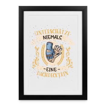Cadeau vintage drôle de conception de couvreur - Affiche encadrée (27 × 37 cm) - noir - Devant