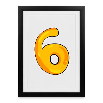 Number 6 Number - Framed poster (27 × 37 cm) - black - Front