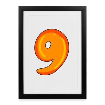 Neuf - 9 Motif - Affiche encadrée (27 × 37 cm) - noir - Devant