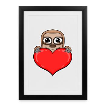 Sloth Heart Romantic - Framed poster (27 × 37 cm) - black - Front