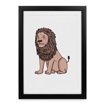Lion Motif - Framed poster (27 × 37 cm) - black - Front