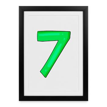 7 Numéro Numéro Vert - Affiche encadrée (27 × 37 cm) - noir - Devant