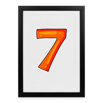 7 Numéro sept numéro symbole signe - Affiche encadrée (27 × 37 cm) - noir - Devant