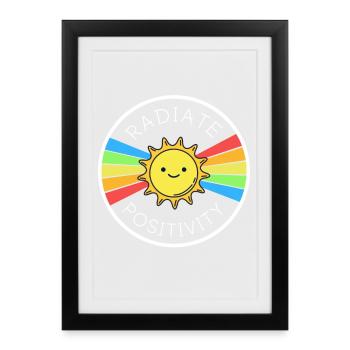 Sun Retro Radiate Positivity T-Shirt - Framed poster (27 × 37 cm) - black - Front