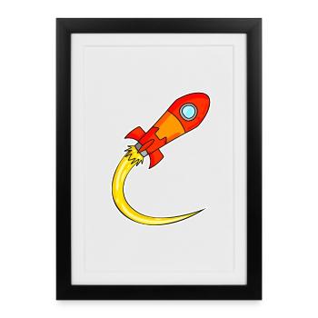 Rocket Motif - Framed poster (27 × 37 cm) - black - Front