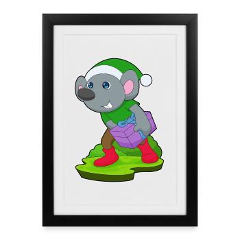 Mouse Christmas Package - Framed poster (27 × 37 cm) - black - Front