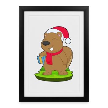 Beaver Christmas Package - Framed poster (27 × 37 cm) - black - Front