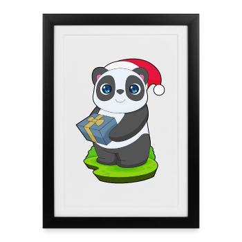 Panda Christmas Package - Framed poster (27 × 37 cm) - black - Front