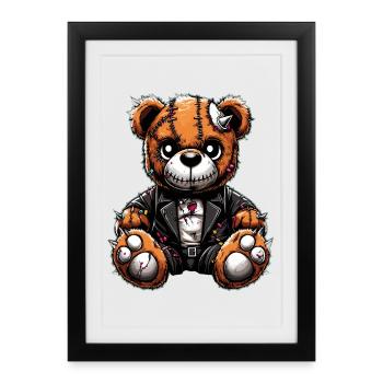 Ours en peluche Punk Rebel - Affiche encadrée (27 × 37 cm) - noir - Devant
