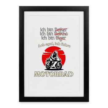 Humour de moto Dire sur Noir - Affiche encadrée (27 × 37 cm) - noir - Devant