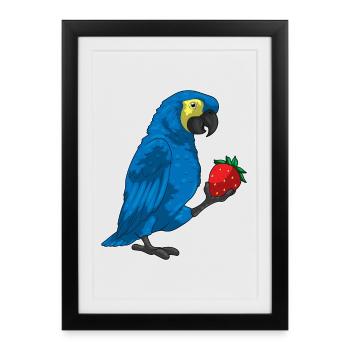 Perroquet Fraise - Affiche encadrée (27 × 37 cm) - noir - Devant