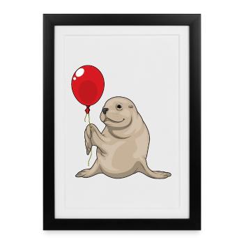 Ballon de phoque - Affiche encadrée (27 × 37 cm) - noir - Devant