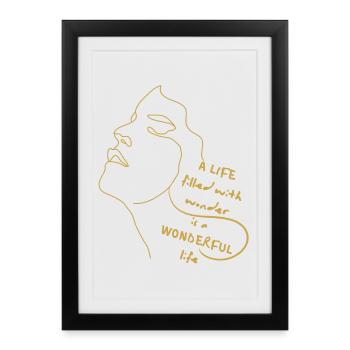 Life Full of Wonders – Line Art Quote - Framed poster (27 × 37 cm) - black - Front