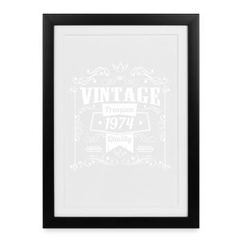 Anniversaire Vintage Vintage 1974 Dictons - Affiche encadrée (27 × 37 cm) - noir - Devant