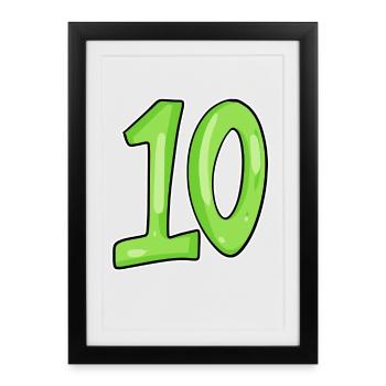 Ten 10 Number Number - Framed poster (27 × 37 cm) - black - Front