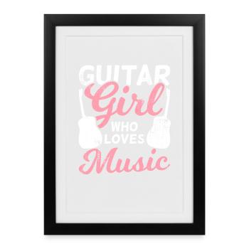 Guitar girl who loves the music - Framed poster (27 × 37 cm) - black - Front