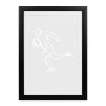 Dessin de joueur de rugby - Affiche encadrée (27 × 37 cm) - noir - Devant
