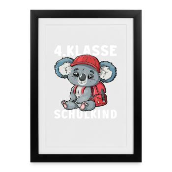 Koala Koalabären Koalabär 4 Klasse Viertklässler - Gerahmtes Poster (27 × 37 cm) - Schwarz - Vorne