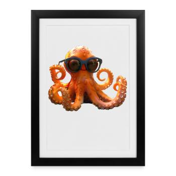 Octopus Small Octopus Cuttlefish Cute Octopus - Framed poster (27 × 37 cm) - black - Front