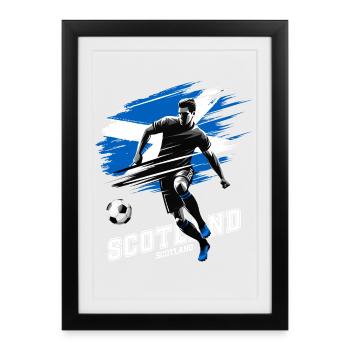 Fußball Schottland Scotland Flagge Fahne Spieler - Gerahmtes Poster (27 × 37 cm) - Schwarz - Vorne