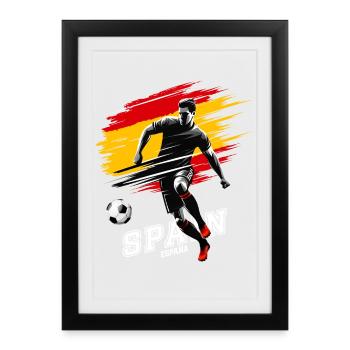 Football Espagne España Flag Flag Joueur - Affiche encadrée (27 × 37 cm) - noir - Devant