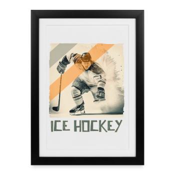Joueur de hockey sur glace Hockey sur glace - Affiche encadrée (27 × 37 cm) - noir - Devant