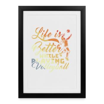 Motivation de l’équipe de volley-ball - Affiche encadrée (27 × 37 cm) - noir - Devant