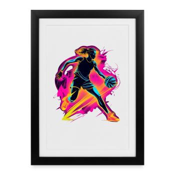 Basketball player 80s style - Framed poster (27 × 37 cm) - black - Front