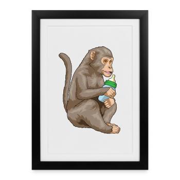 Biberon Monkey - Affiche encadrée (27 × 37 cm) - noir - Devant