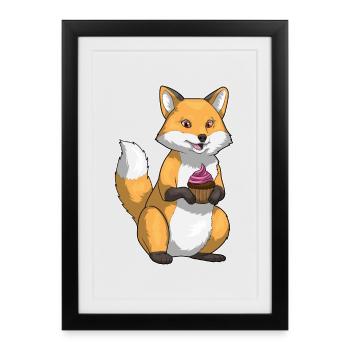 Fox Cupcake - Framed poster (27 × 37 cm) - black - Front